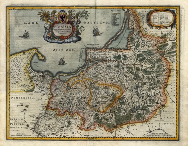 Tikslus Prūsijos žemėlapis. 1633 m.  Pagal 1595 m. C.Hennenbergerio žemėlapį sudarė ir išleido I.Jansoniaus leidykla Amsterdame