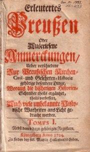 "Erleutertes Preußen"  seniausios muziejaus fonduose saugomos knygos titulinis lapas
